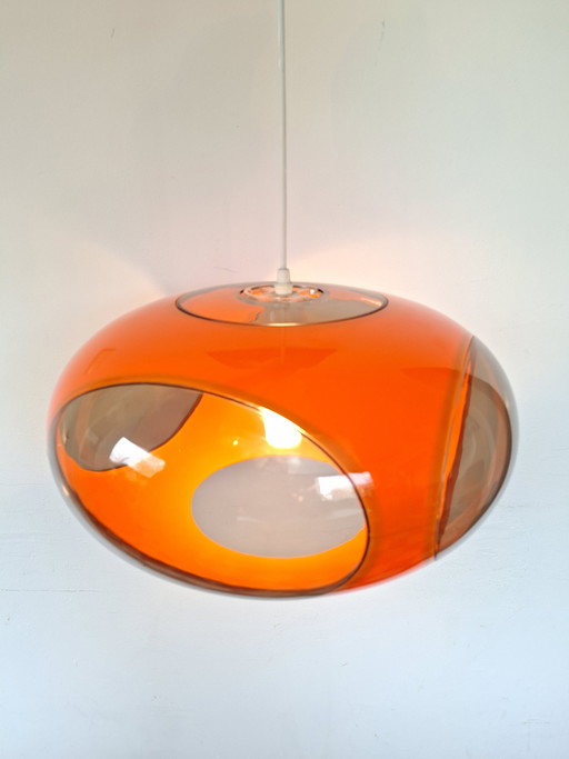 Lampe vintage géante de l'ère spatiale, œil de insecte orange.