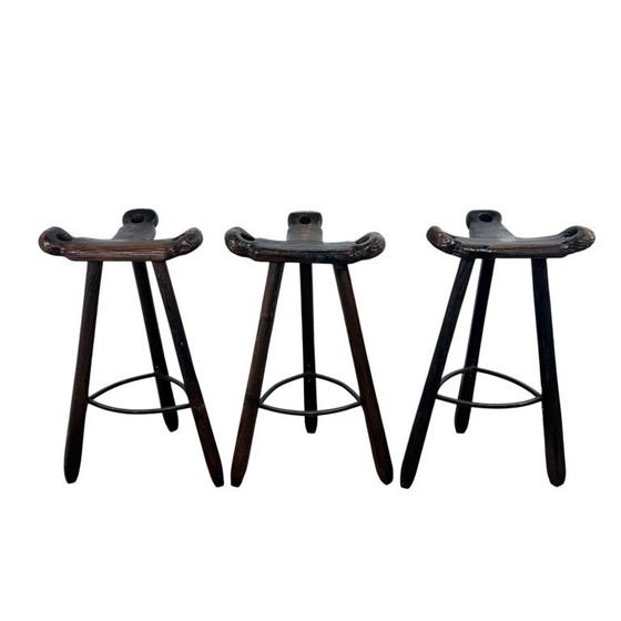 Image 1 of Set di 3 sgabelli da bar in stile brutalista spagnolo