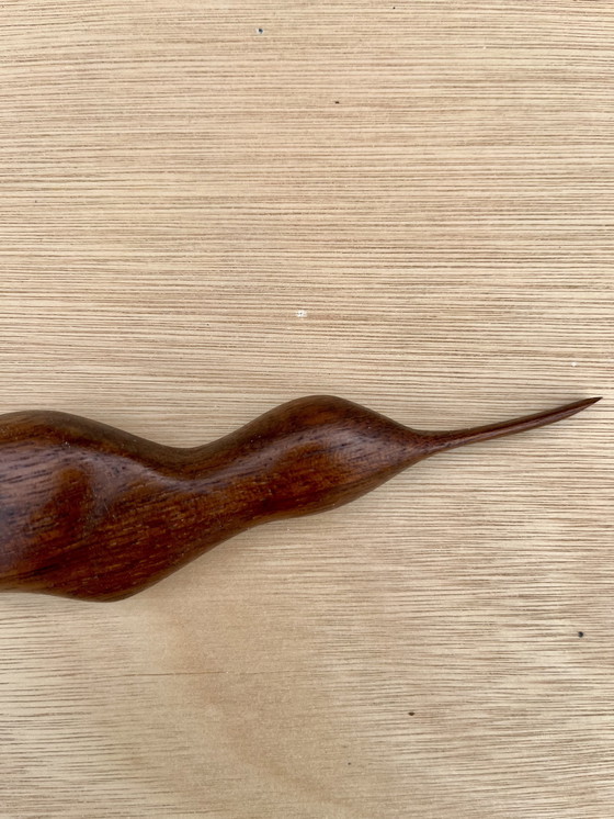 Image 1 of Decorazione da parete vintage in legno di teak di metà secolo a forma di colibrì