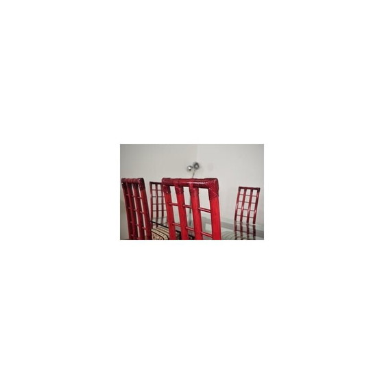 Image 1 of Vintage red bamboo dining set by Arturo Pozzoli, 1980s