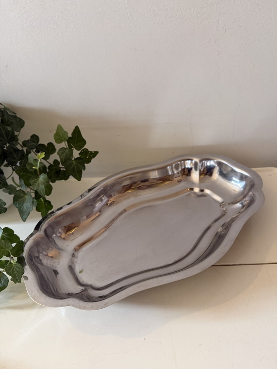 Chrome Vintage Serveerschaal – Tafelaccessoires (photo 2 of 6)