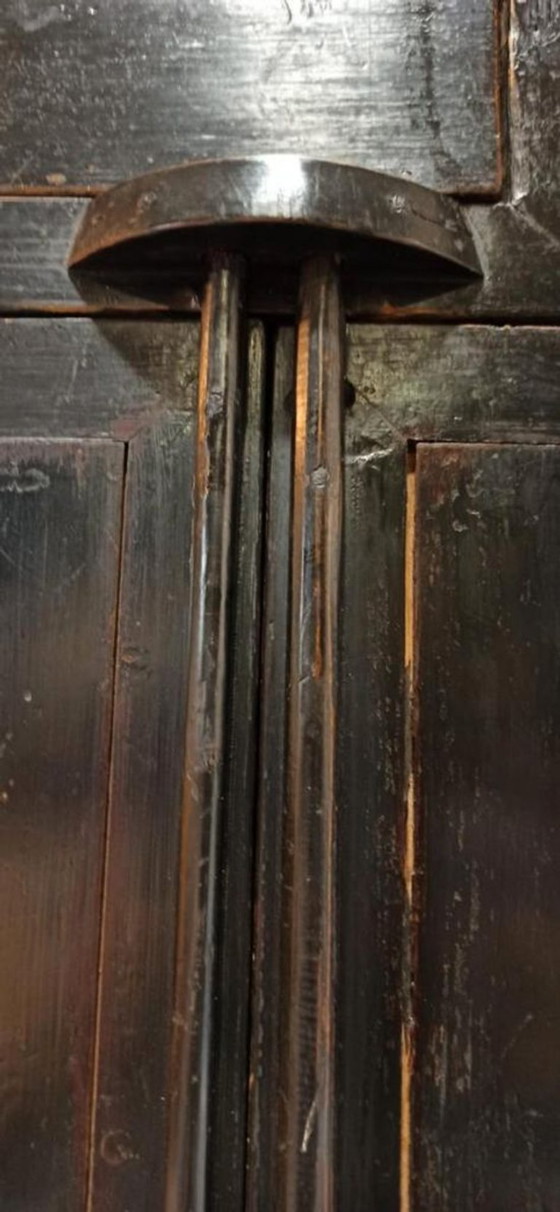 Image 1 of Vintage black lacquered and brass cabinet 