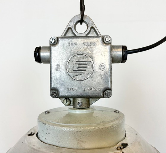 Image 1 of Industrial Aluminium Light with Milk Glass Cover from Elektrosvit, 1970s