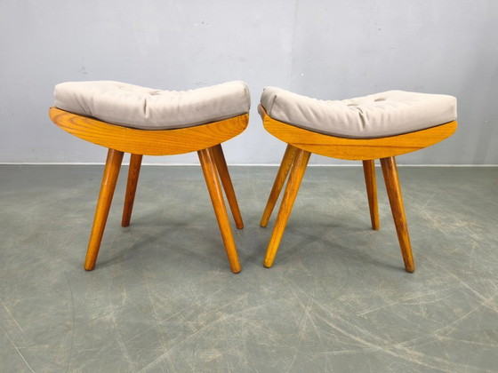 Image 1 of Coppia di poggiapiedi in acero di metà secolo, Cecoslovacchia, anni '60