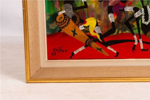 Marcel Gotène The Parade, Dated 1963 Oil on Canvas – schilderijen tekeningen, Wood (photo 2 of 5)
