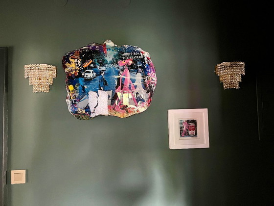 Image 1 of Set di 2 applique in cristallo di metà secolo, lampada Beethoven anni '50-'60, realizzate in ottone/Swarovski di alta qu