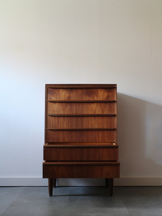 Image 1 of Vintage Deense ladekast in teak, smal!
