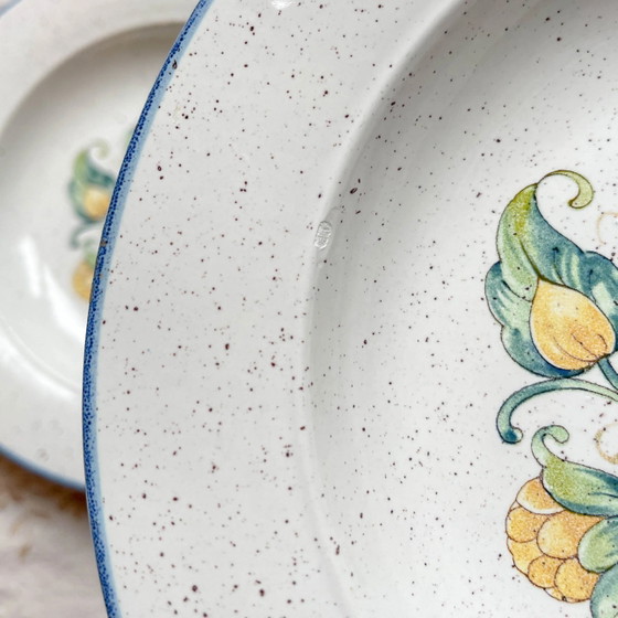 5 Piatti Fondi in Maiolica Italiana Maculata 'TIFFANY' – Motivo Uccello Vintage – Stoviglie (photo 7 of 9)