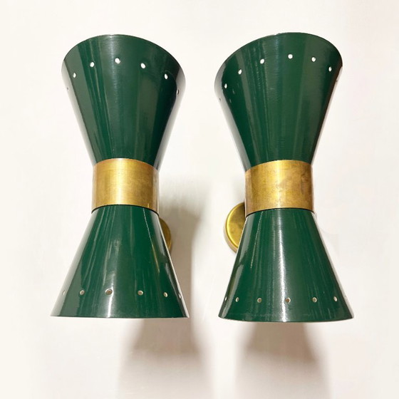 Par de apliques de pared "Diabolo", diseño de los años 50. – Brass, Metal (photo 2 of 15)