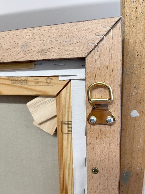 Image 1 of Paysage avec champs, peinture originale, peintures acryliques sur toile, y compris cadre en bois véritable, 71cm x 56cm