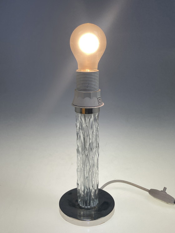 Image 1 of Kaiser Leuchten Tischlampe, Eisglasfuß, 1970'S