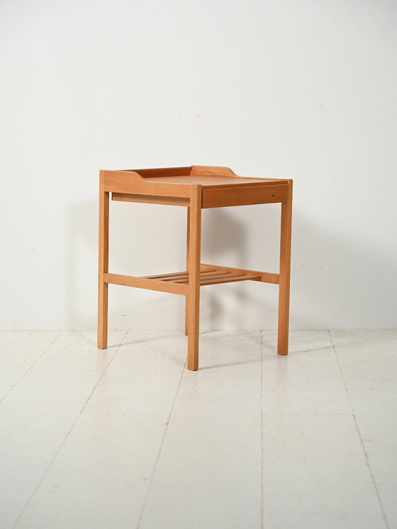 Image 1 of 1960s Scandinavian vintage oak bedside table