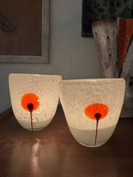 Image 1 of Murano glazen kaarsenstandaards uit de jaren 70.