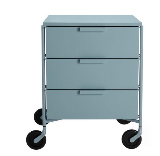 Kartell Mobil Mat with 3 drawers and 4 wheels, color blue, Citterio