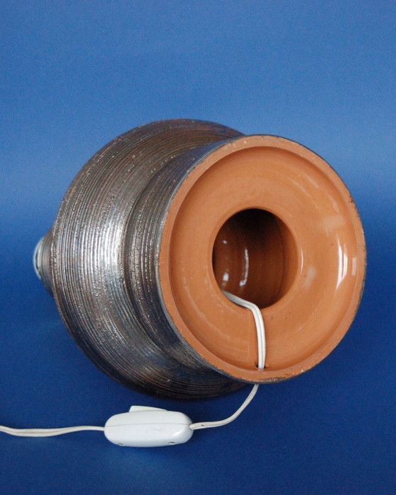 Image 1 of Silver ceramic table lamp, Bitossi, Italy 1970s