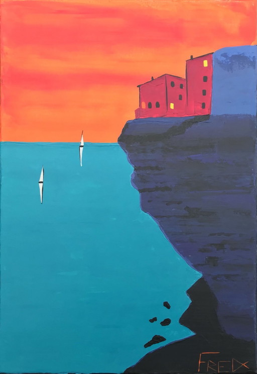 Bonifacio. Acrylic by Frédéric Cadiou.