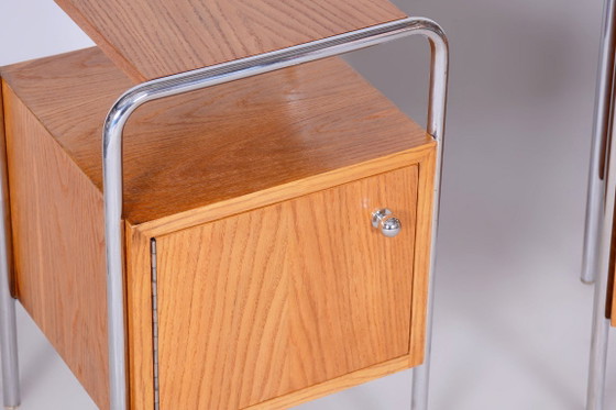 Paire de tables de chevet Bauhaus restaurées, par R. Slezák, chromées, tchèques, années 1930 – Tables de nuit (photo 6 of 10)