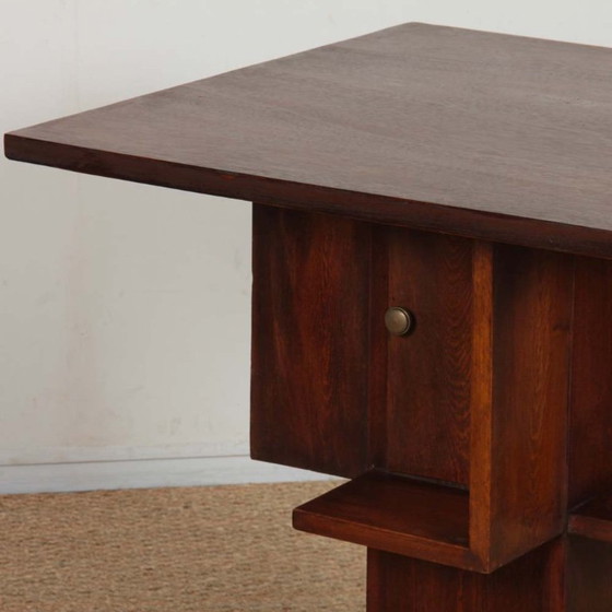 Image 1 of Geometric wooden side table dating from the 1940s