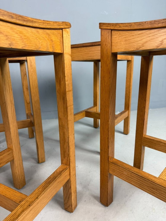 Image 1 of Set of 2 Japandi oak stools by Jonas Lindvall for David Design 1990s