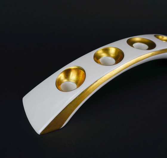 Image 1 of PORTACANDELE in porcellana moderno di metà secolo Lindner Kueps Bavaria anni '50