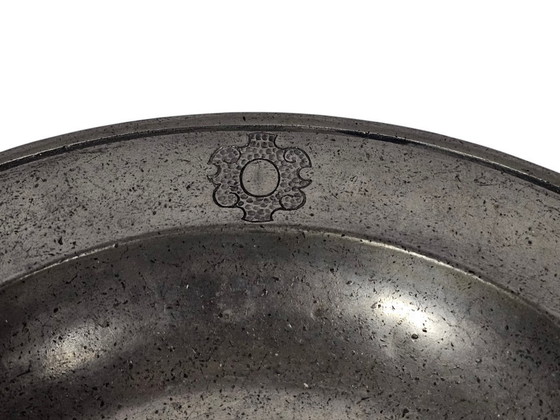 Image 1 of Plato de peltre - 'Porringer' - fuente para servir - contrastado - siglo XIX