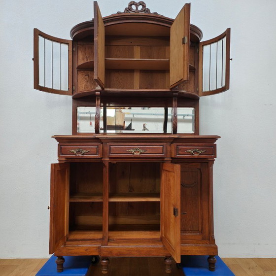 Image 1 of Antique Vintage country sideboard wall cabinet mirror cabinet