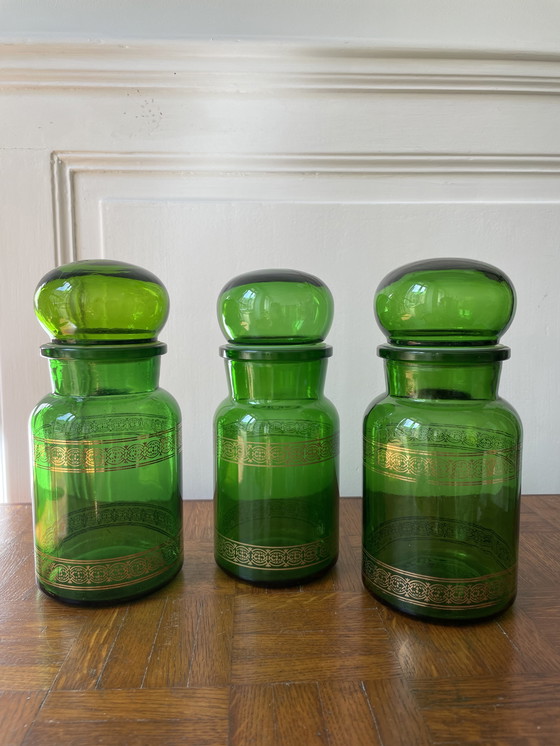 Image 1 of Juego de 3 frascos de boticario antiguos
