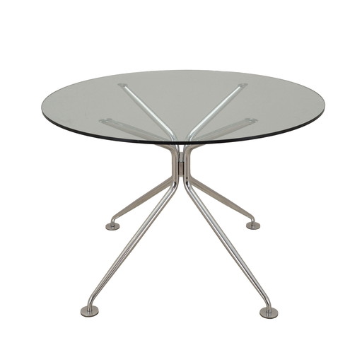 Table ronde en verre, Design italien, 1980S, Production : Calligaris