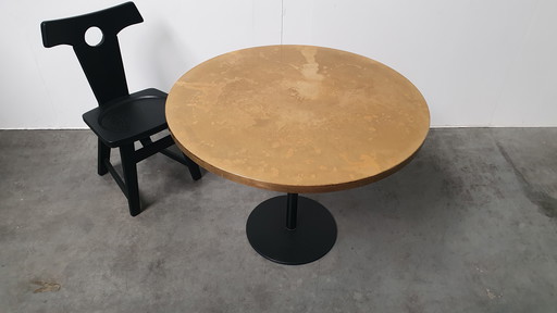 Brass Patinated Table Round Wabi Sabi Cast Iron Foot Pedrali