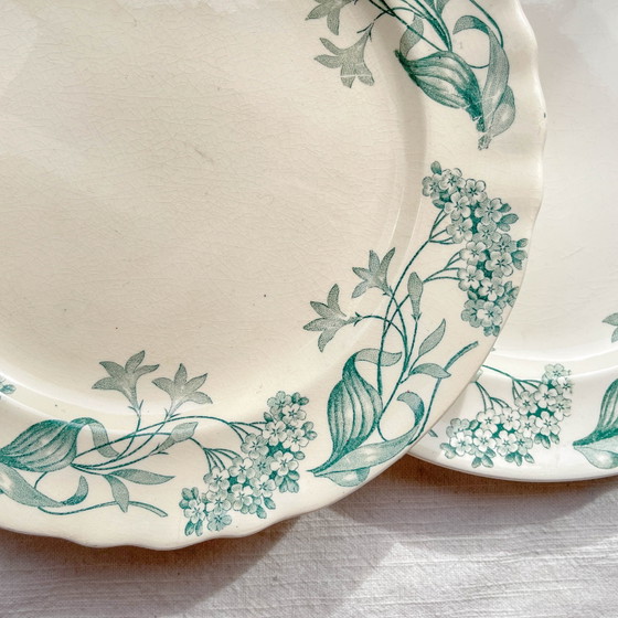 Set di 6 Piatti Piani Antichi in Ironstone "Lilac" – Longchamp XIX Secolo – Stoviglie, Vintage (photo 12 of 14)