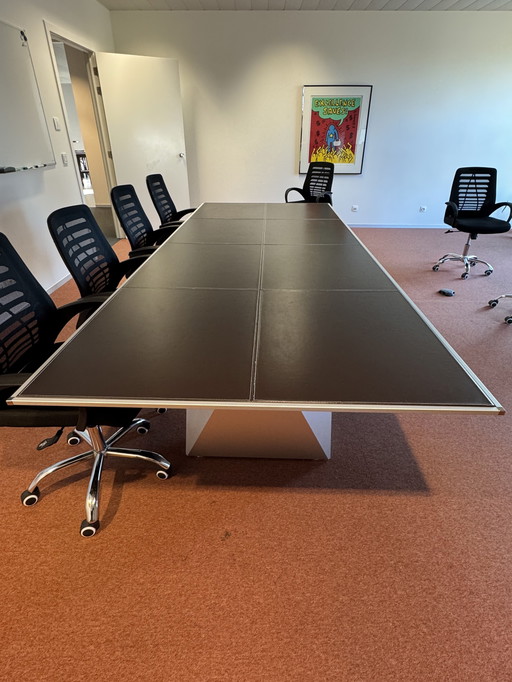 Large Meeting Table/Dining Table with Leather Top