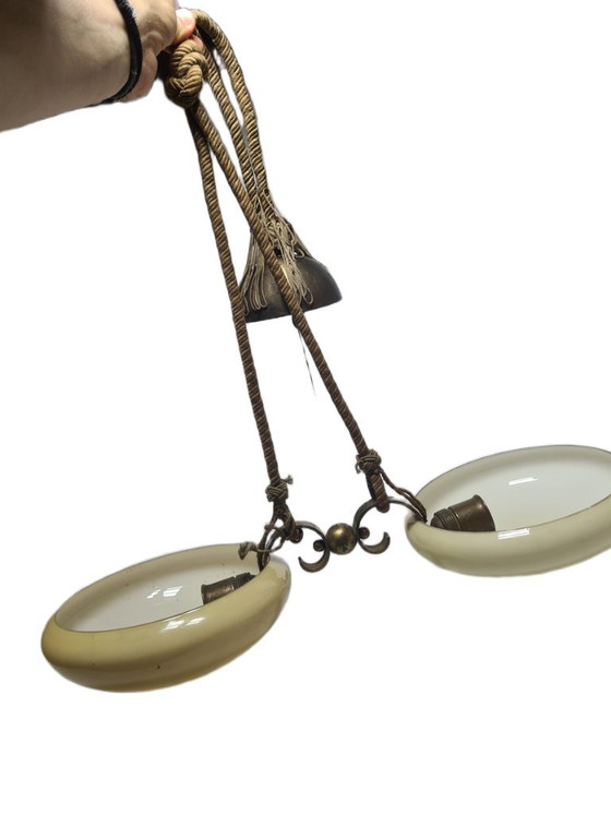 Lampadario in stile Art Déco, Polonia, anni '70 – Glass, Metal (photo 7 of 9)