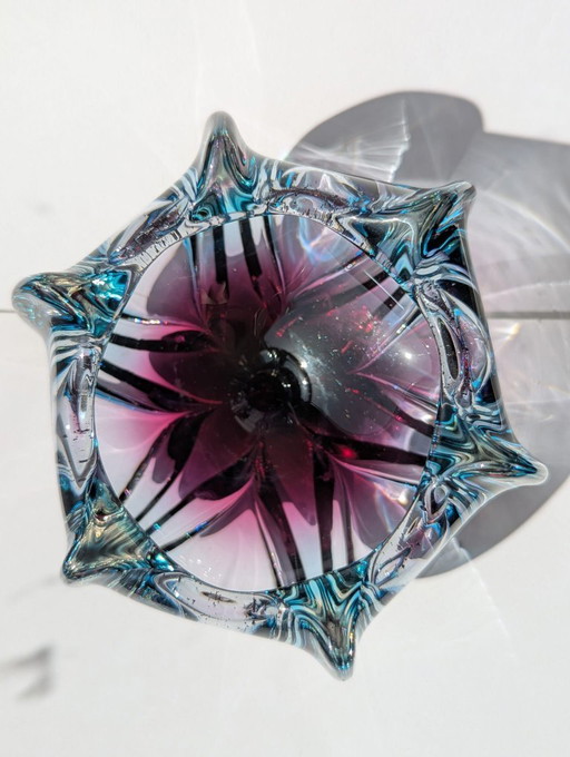 Rare Vintage Glass "Urchin" Ashtray / Bowl by J. Hospodka for Chrisbska Sklarna, Czechoslovakia, 1960s