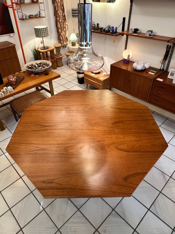 Vintage Octagonal Dining Table, Teak Wood, 1960s (photo 6 of 10)