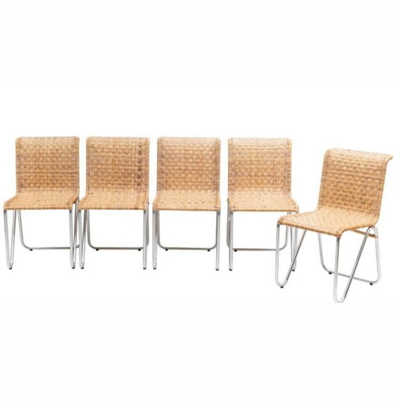 Image 1 of 5x Silla diagonal de ratán Gispen, modelo 2a