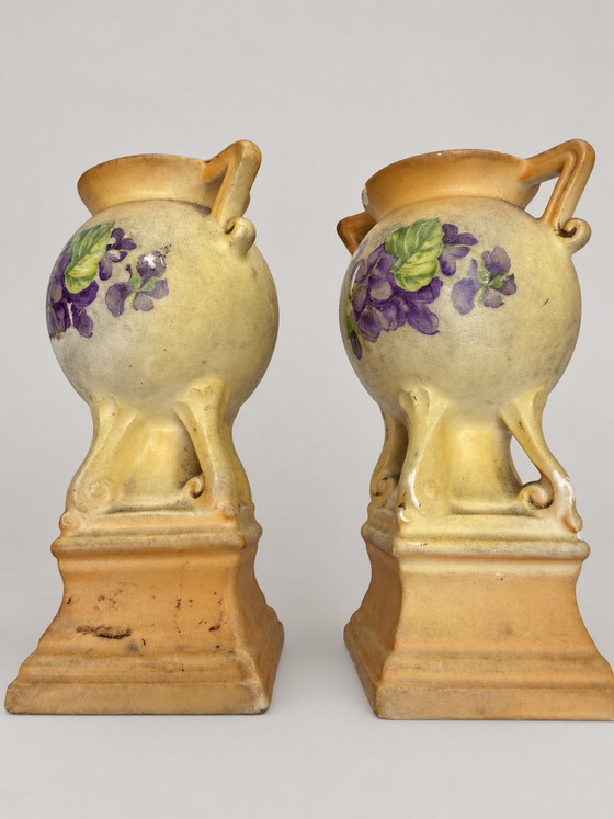 Antique 4-piece mantel Vases set Czecho-Slovakia – Art Nouveau ca. 1920 – "Made in Czecho-Slovakia", Porcelain (photo 7 of 9)