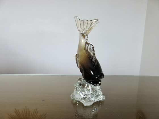 Image 1 of Fisch Murano Skulptur Flavio Poliert, Goldeinschluss, 60er Jahre