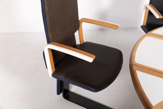 Image 1 of Unique Danish Design table with fixed armchairs from Peter Karpf, 1980’s