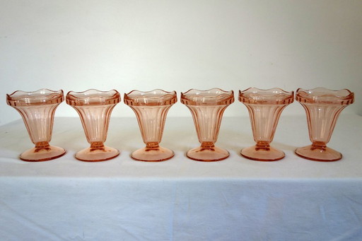 6 vintage Rosaline Luminarc fruitschalen