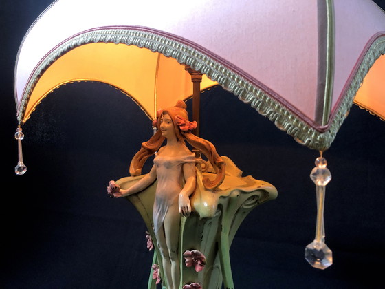 Image 1 of Large Vintage Table Lamp - Siren - Robert Pfeffer - Art Nouveau - 1920