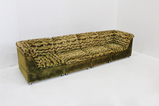 Canapé modulable vintage vert années 1970