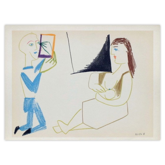 Pablo Picasso Lithografie Comédie Humaine: 29.1.54. V – Litho's & Zeefdrukken, Paper (photo 5 of 5)