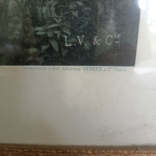 Bellissima stampa d'arte antica "Le Long de la Rivière" (1900 circa)