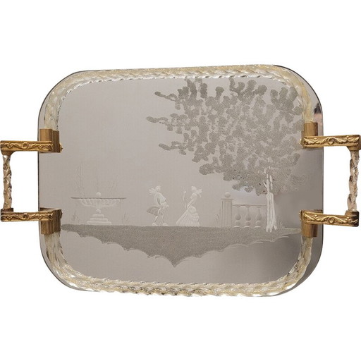 Exquisite vintage Murano glass and gold dust table, Italy 1950