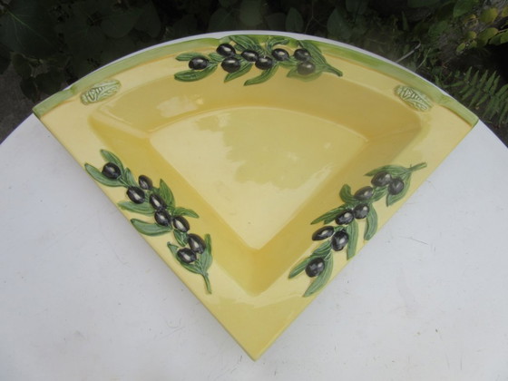 Oliva Rustica by Clay Art-EDW-Grote keramische driehoekige serveerschaal/bord vintage – Schalen, Ceramic (photo 2 of 11)