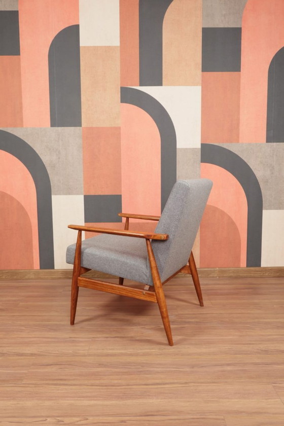 Image 1 of Fauteuil Lounge Vintage en Tissu de Laine Graphite Design Mid-Century, 1960