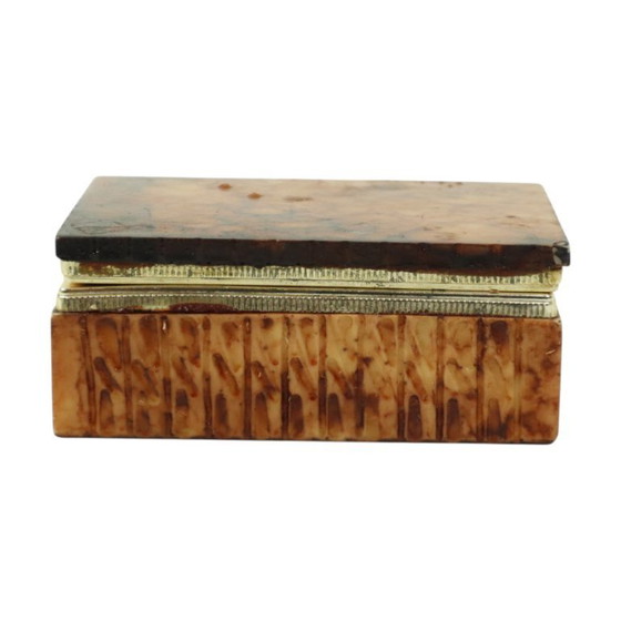 Image 1 of Scatola per fumatori vintage in alabastro arancione