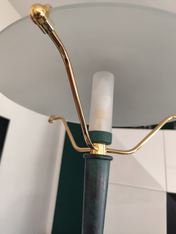 Image 1 of Lámpara de mesa posmoderna "Seta" de Wofi – latón y cristal – década de 1990