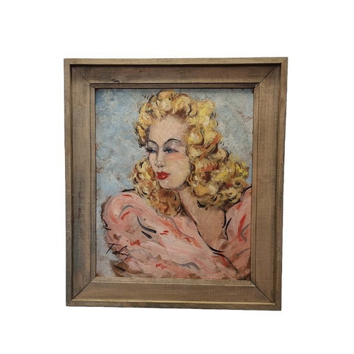 Portrait vintage d'une femme dans le style de Jean-Gabriel Domergue