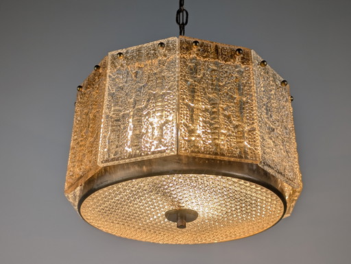 Amber Glass Ceiling Lamp by Paul Kedelv for Fåglaviks Glasbruk, Sweden, 1960s